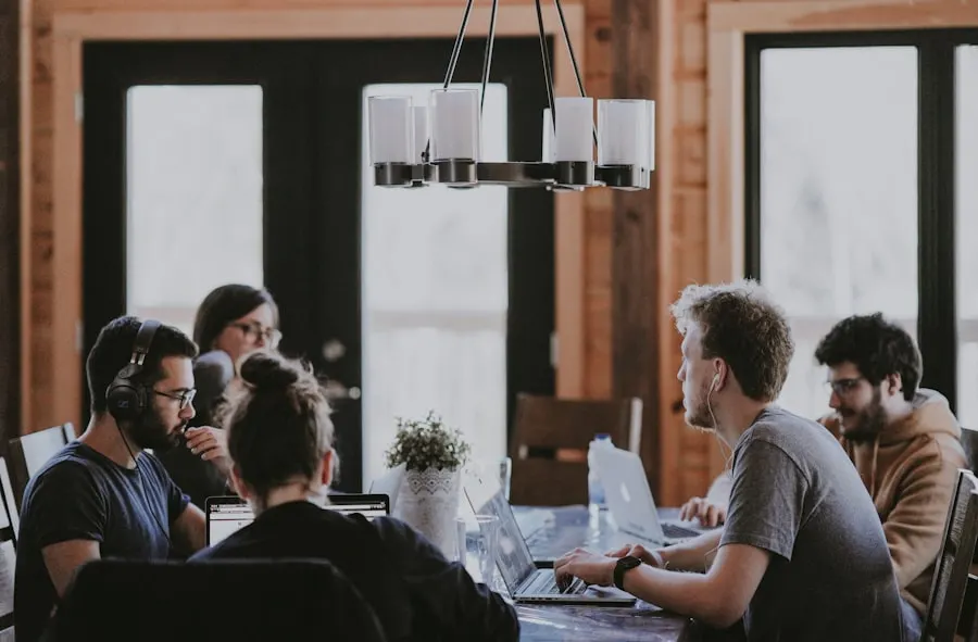A professional team collaborating in a modern accounting office